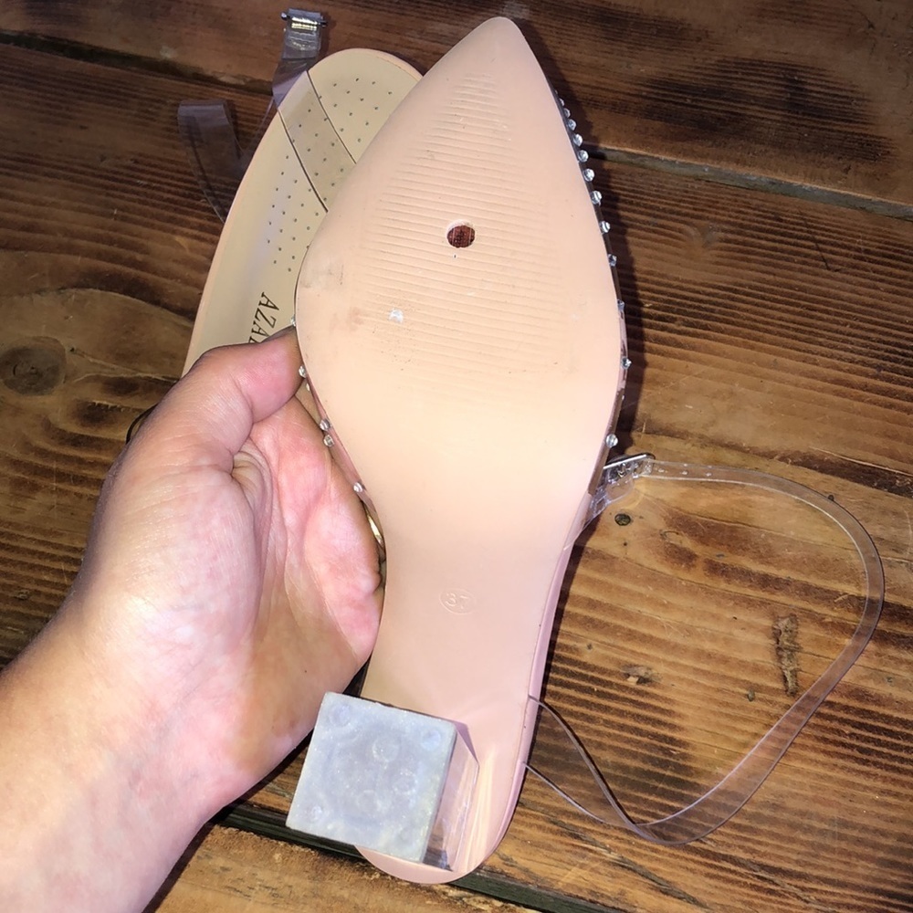 Azalea wang gamma nude PVC heels wedding heels formal wide heels 37 rhin… - Picture 9 of 13